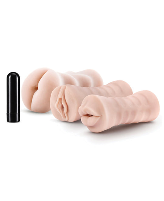 M for Men 3 Pack Vibrating Stroker Sleeve Kit