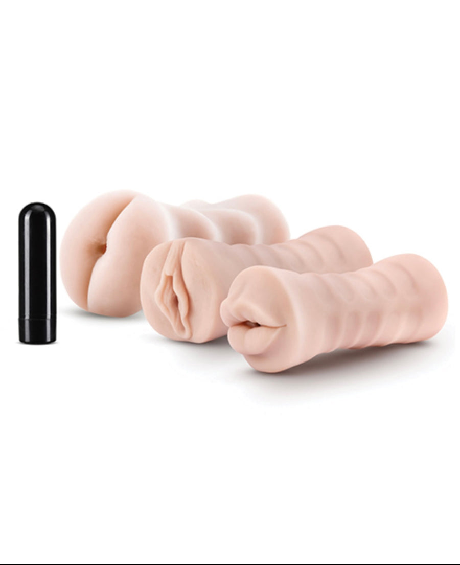 M for Men 3 Pack Vibrating Stroker Sleeve Kit