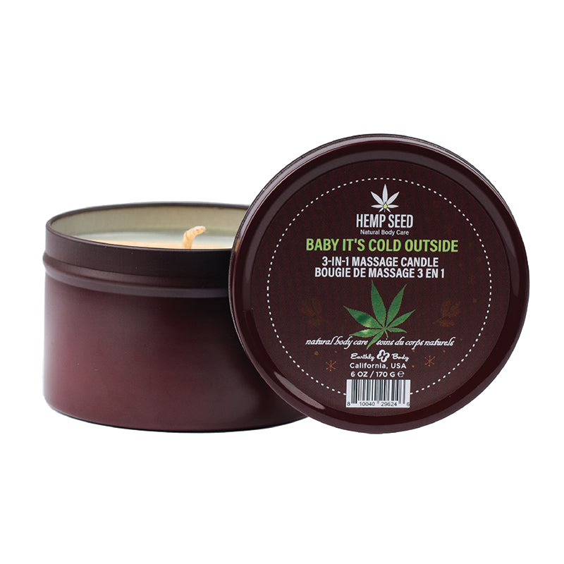 3 in 1 Hemp Seed Round Tin Massage Candle Baby it’s Cold Outside 6 oz.
