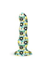 Collage Diamonds and Hearts Curvy Dildo