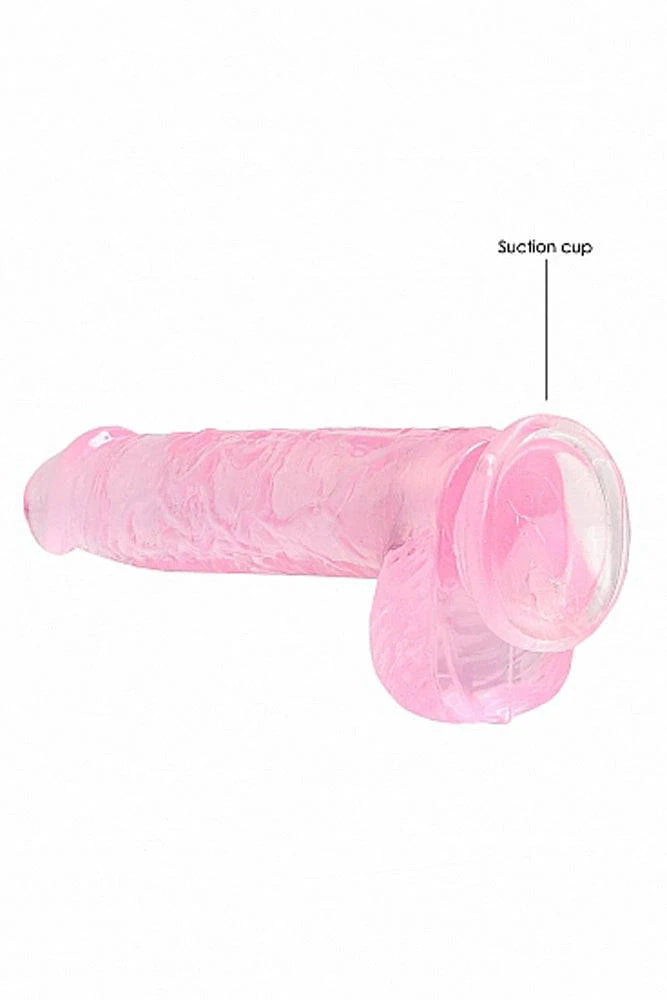 Realrock 7” Crystal Clear Dildo W/balls Pink