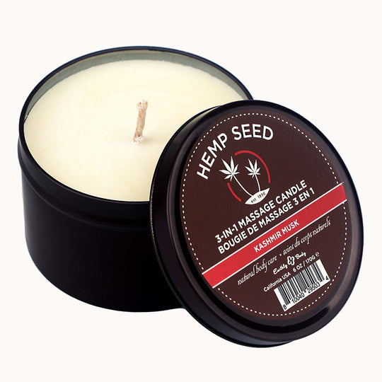 3 in 1 Hemp Seed Massage Candle Kashmir Musk 6 oz.