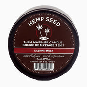 3 in 1 Hemp Seed Massage Candle Kashmir Musk 6 oz.