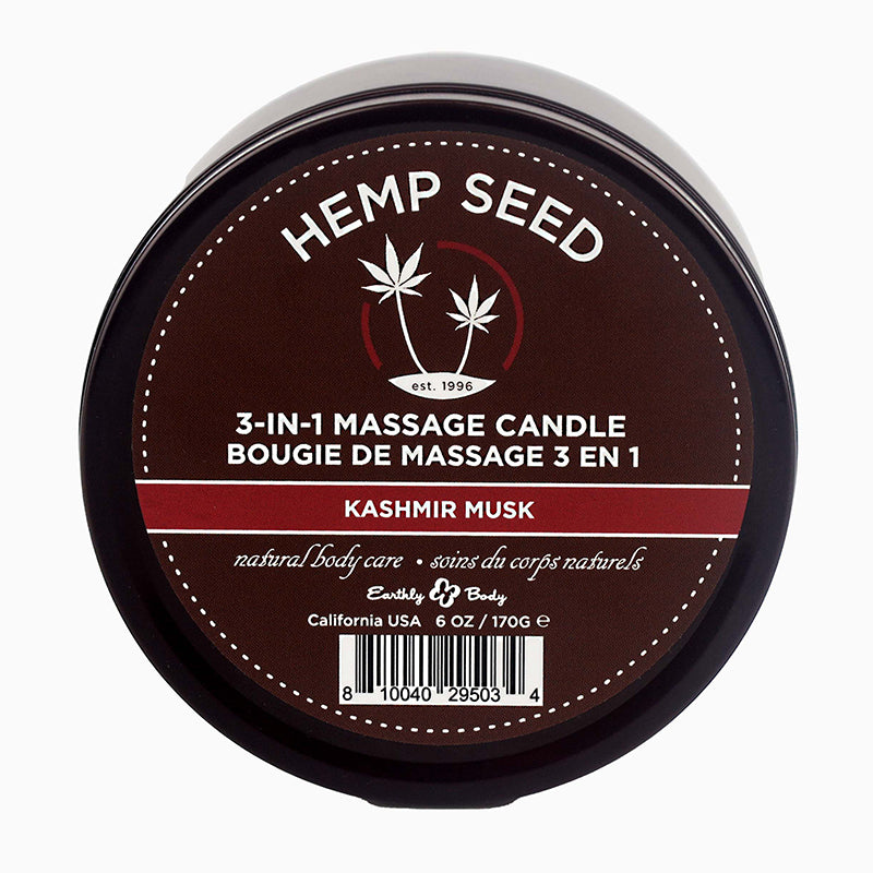 3 in 1 Hemp Seed Massage Candle Kashmir Musk 6 oz.