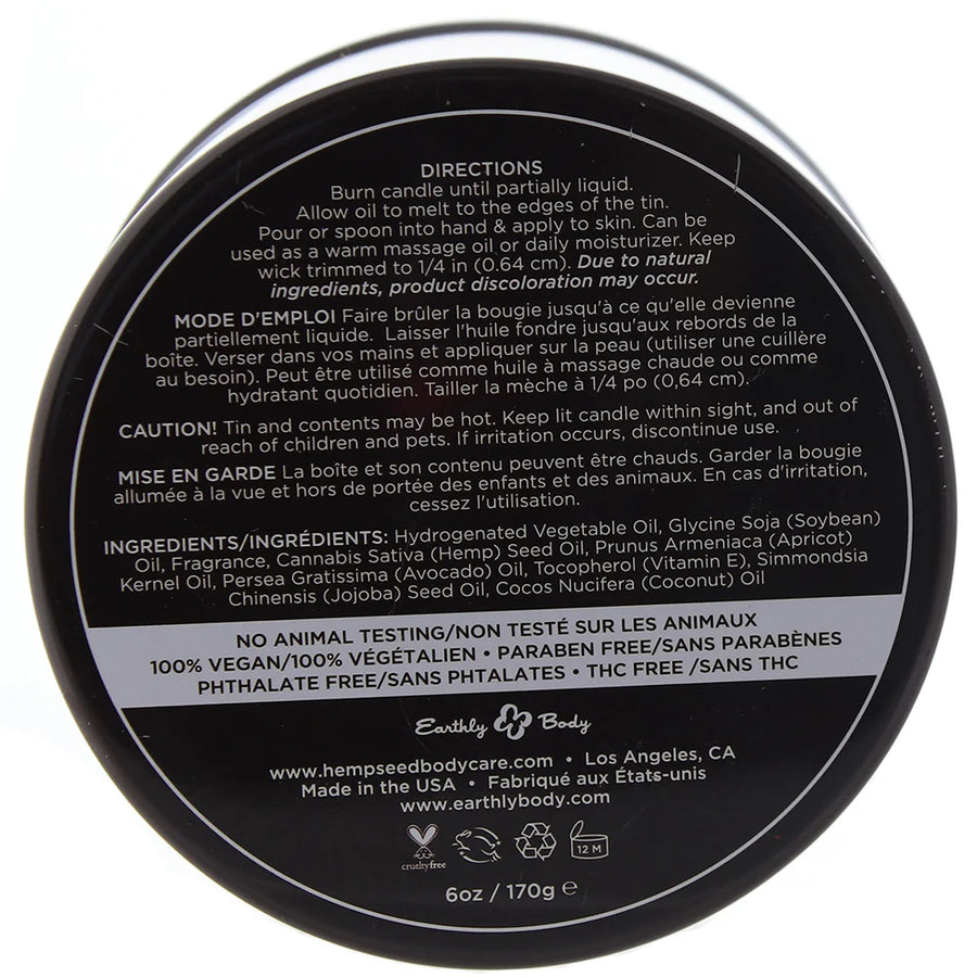 3 in 1 Hemp Seed Round Tin Massage Candle Zen Berry Rose 6 oz.