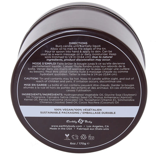 3 in 1 Hemp Seed Round Tin Massage Candle Wood On The Fire 6oz.
