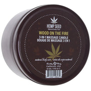 3 in 1 Hemp Seed Round Tin Massage Candle Wood On The Fire 6oz.