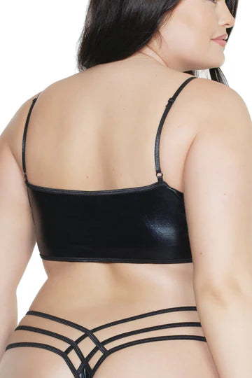 Coquette wet look crop top OS/XL