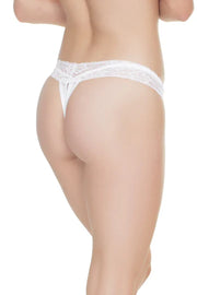 Coquette Crotchless Thong White OSXL