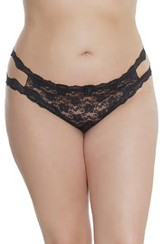 Coquette Diva Crotchless Black Thong OSXL