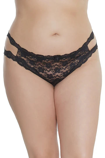 Coquette Diva Crotchless Black Thong OSXL