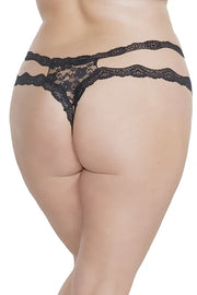 Coquette Diva Crotchless Black Thong OSXL