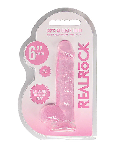 Realrock Crystal Clear Dildo 6” Pink