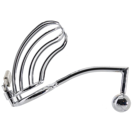 Blue Line Cock Cage with Anal Stimulator/Lock