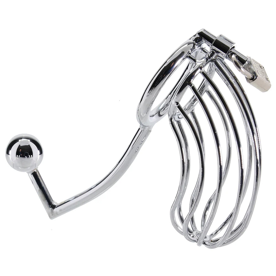 Blue Line Cock Cage with Anal Stimulator/Lock