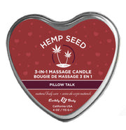 3 in 1 Hemp Seed Heart Shape Massage Candle Pillow Talk 4 oz.