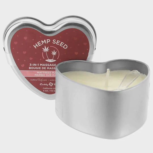 3 in 1 Hemp Seed Heart Shape Massage Candle Mattress Mambo 4 oz.