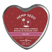 3 in 1 Hemp Seed Heart Shape Massage Candle Kiss-Met 4 oz.