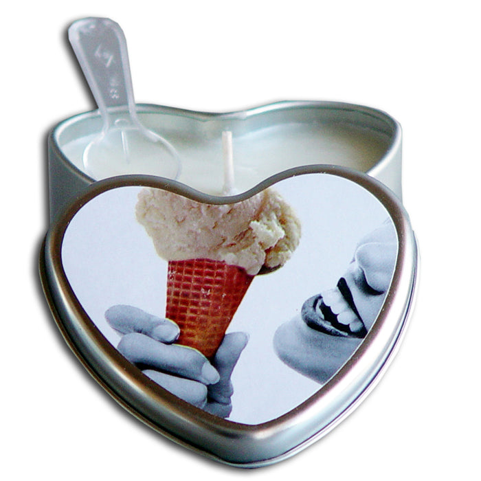 3 in 1 Hemp Seed Heart Tin Edible Massage Candle Vanilla 4.7 oz.