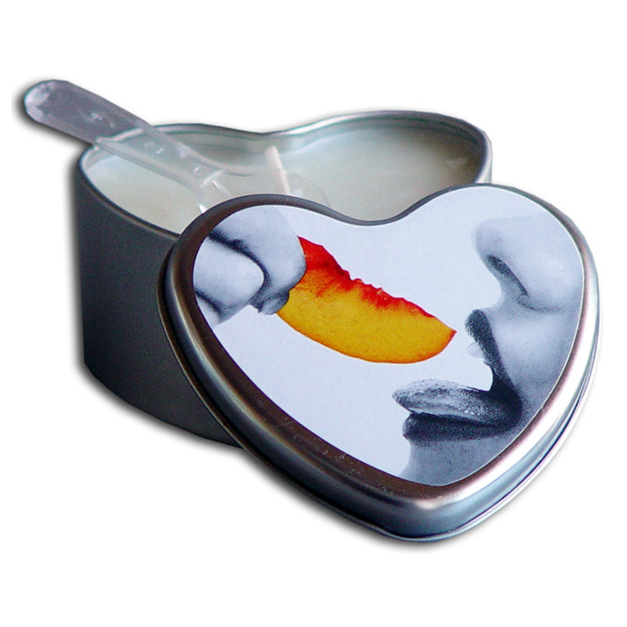 3 in 1 Hemp Seed Heart Tin Edible Massage Candle Peach 4.7 oz.