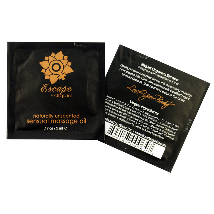 .17 oz. Sliquid Organics Massage Oil Pillow Pac Escape