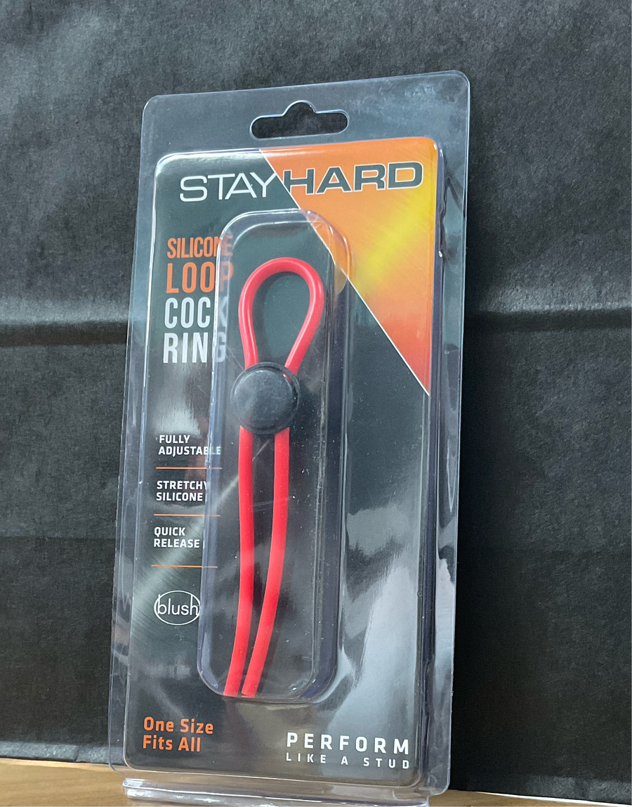 Stay Hard Silicone Loop Cock Ring Red