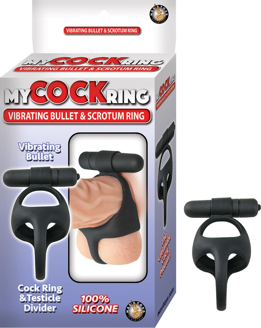 Black Vibrating Cock Ring And Testicle Divider