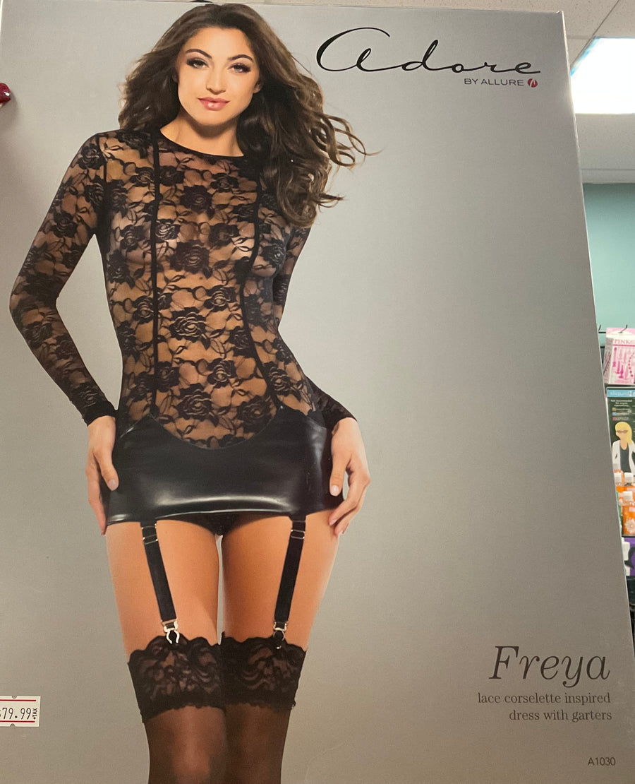 Adore Freya Lace Corselette dress with garters Large