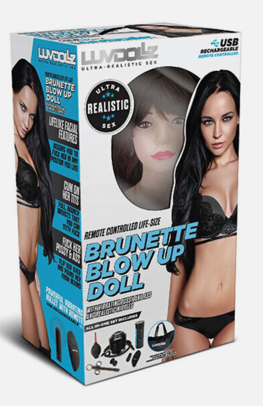 Lovdollz  Remote Controlled Life Size Brunette Blow Up Doll