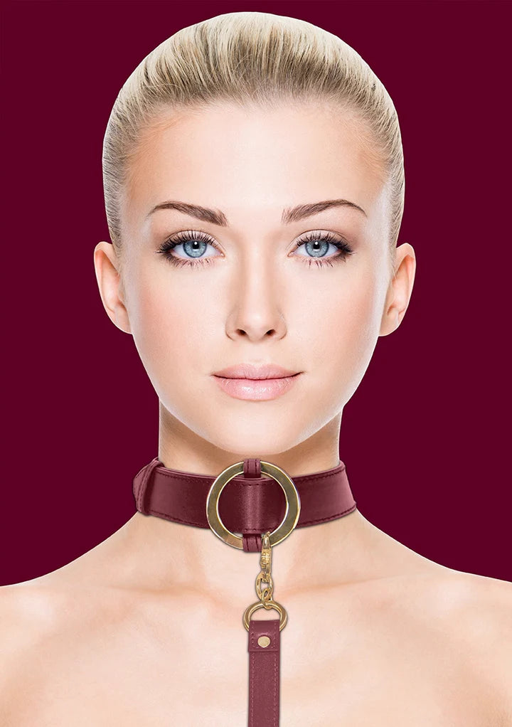 Ouch Collar With Leash Burgundy