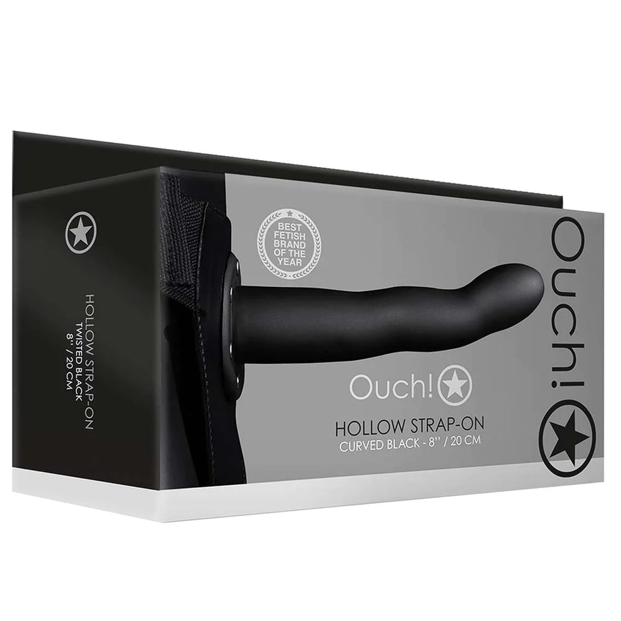 Ouch Hollow Strap-On Curved Black 8”