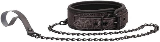 Ouch Elegant Collar with Leash Titanium Grey