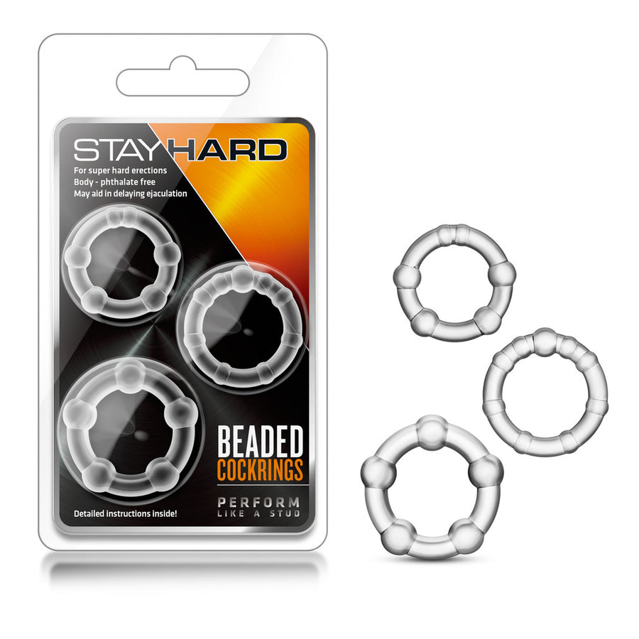 Stay Hard Beaded Cock Rings Clear