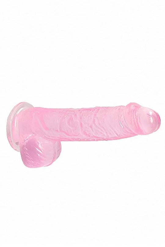 Realrock 7” Crystal Clear Dildo W/balls Pink