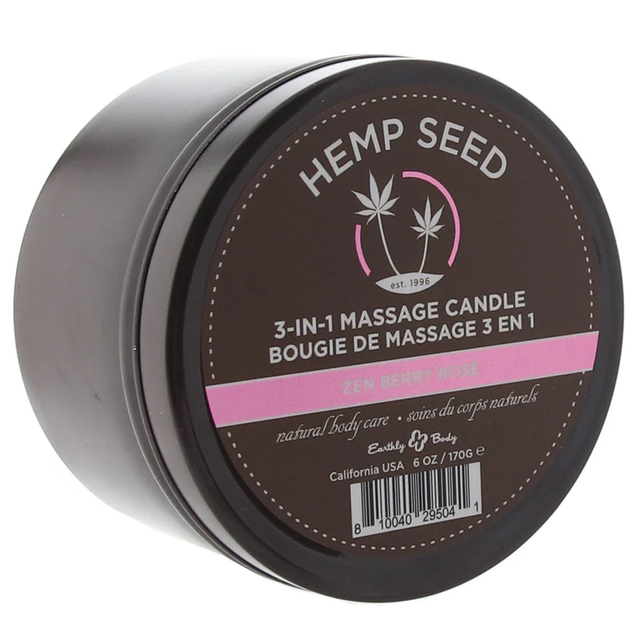 Hemp Seed 3 in 1 Massage Candle Zen Berry Rose 6oz