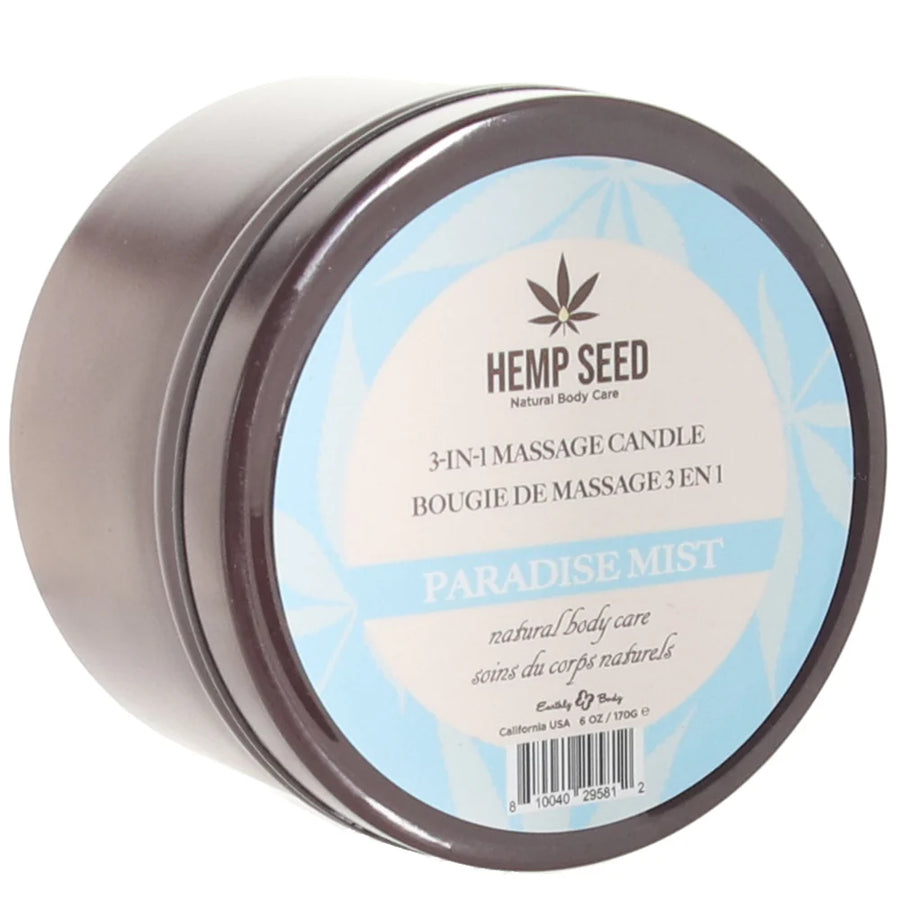 3 in 1 Hemp Seed Round Tin Massage Candle Paradise Mist 6 oz.