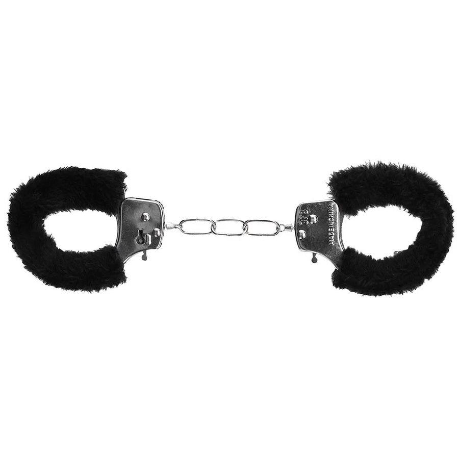 Ouch Black & White Beginners Furry Wrist Cuffs