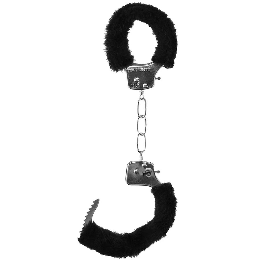 Ouch Black & White Beginners Furry Wrist Cuffs