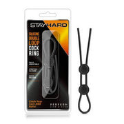 Stay Hard Silicone Double Loop Cock Ring Black