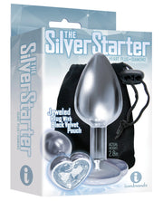 Silver Starter Hearts Clear Anal Plug