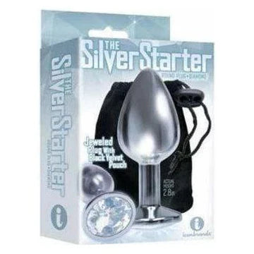 Silver Starter Round Anal Plug Clear