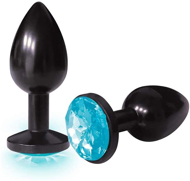 Silver Starter Anal Plug Black & Aqua