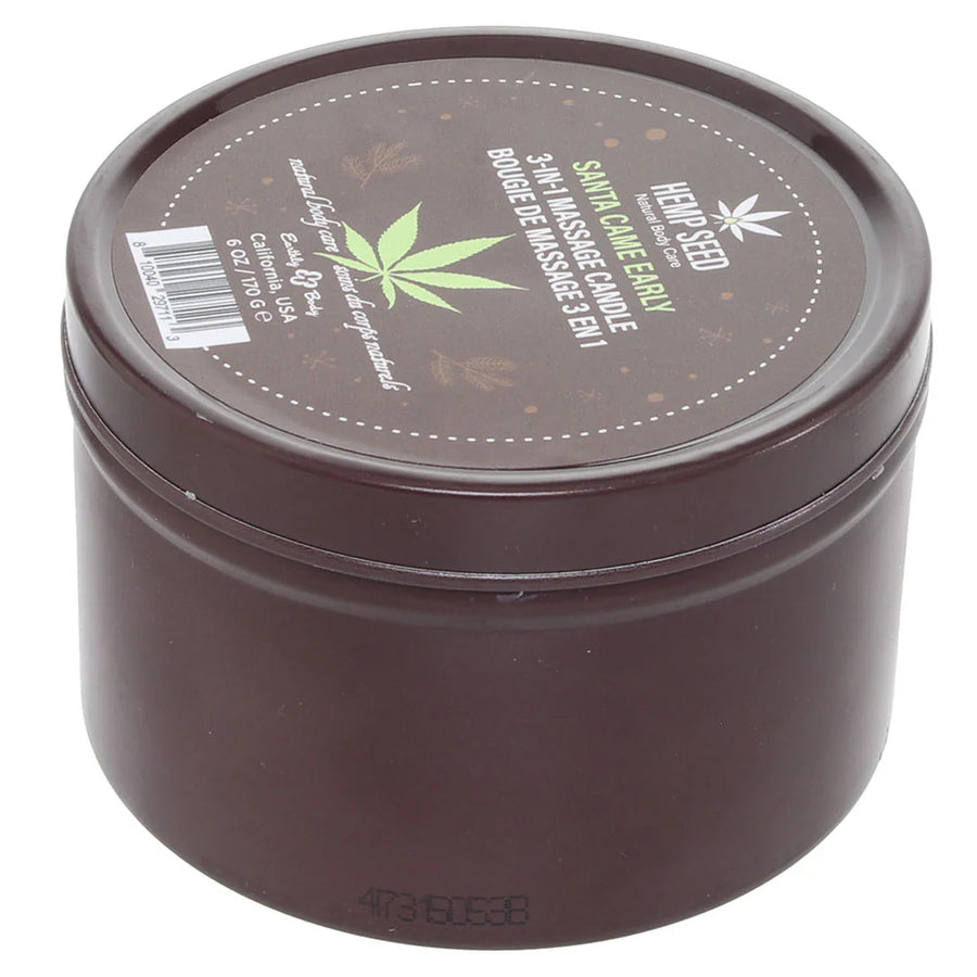 3 in 1 Hemp Seed Round Tin Massage Candle Santa Came Early 6 oz.