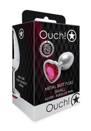 Ouch Metal Butt Plug Medium Silver Rubellite Pink