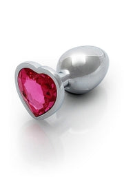 Ouch Metal Butt Plug Medium Silver Rubellite Pink