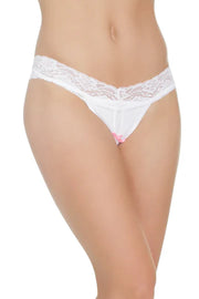Coquette Crotchless Thong White OSXL