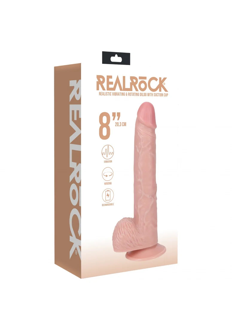 Realrock 8” Vibrating & Rotating Dildo with Suction Cup