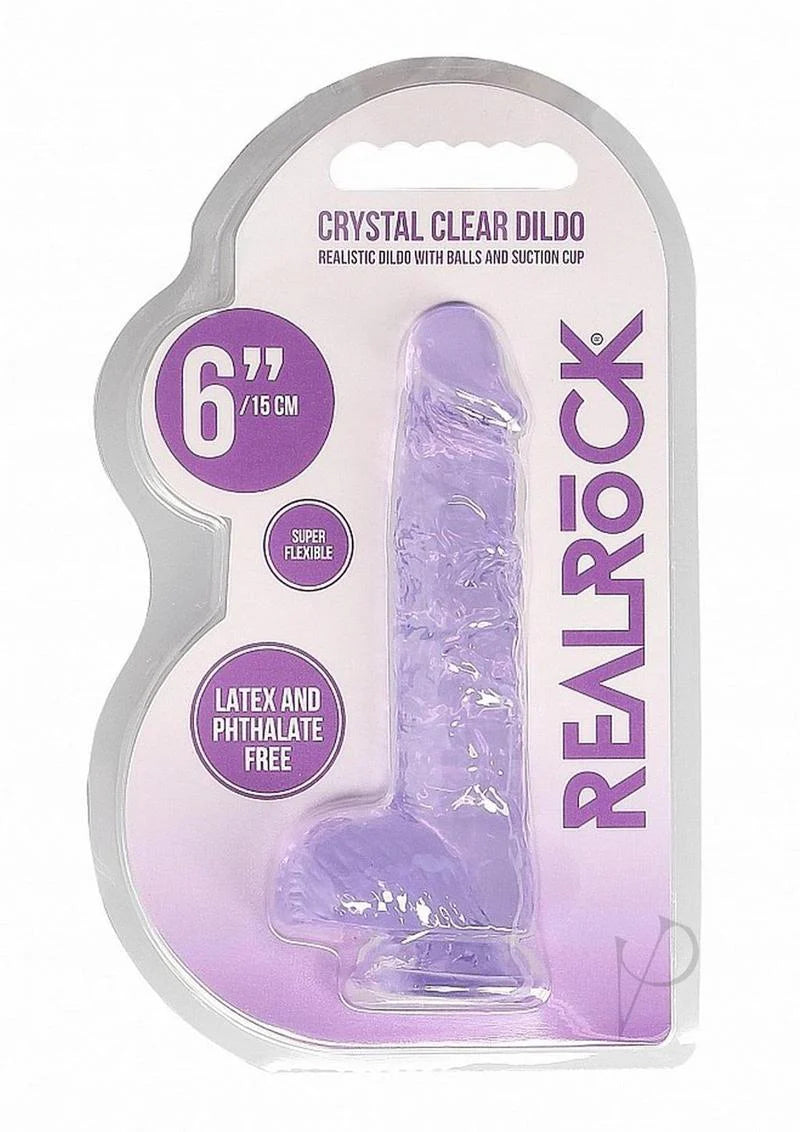 RealRock Crystal Clear Dildo 6” Purple