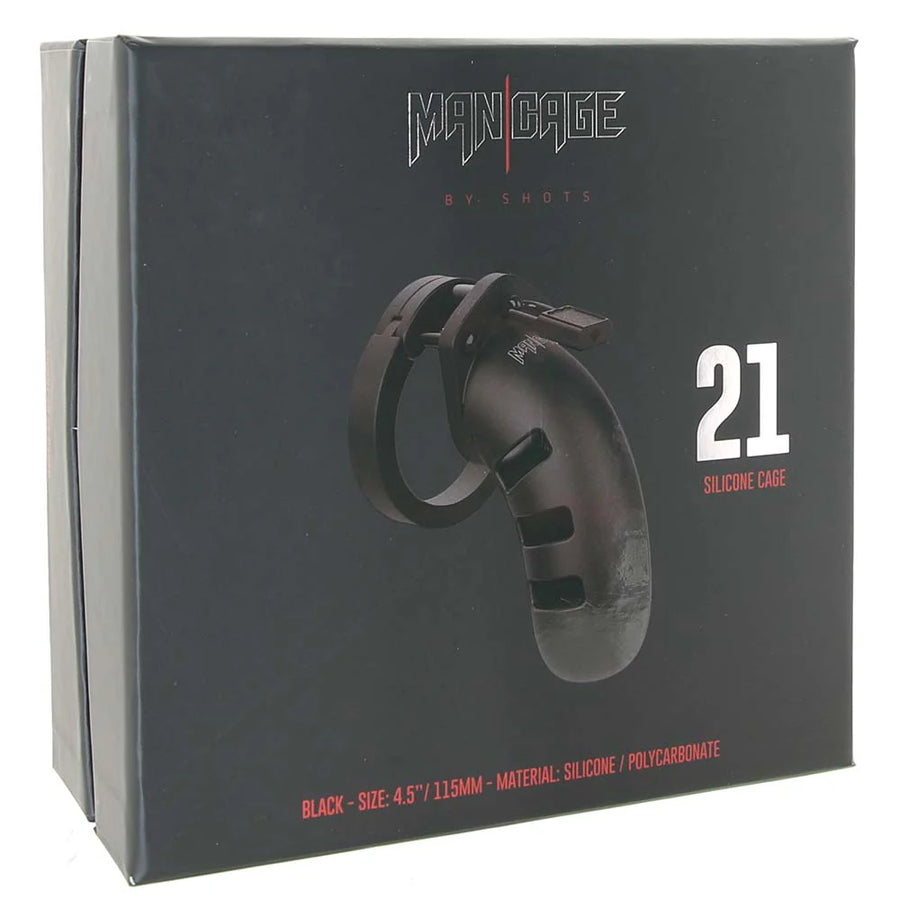 Man Cage 21 4.5inch Silicone Cock Cage Black