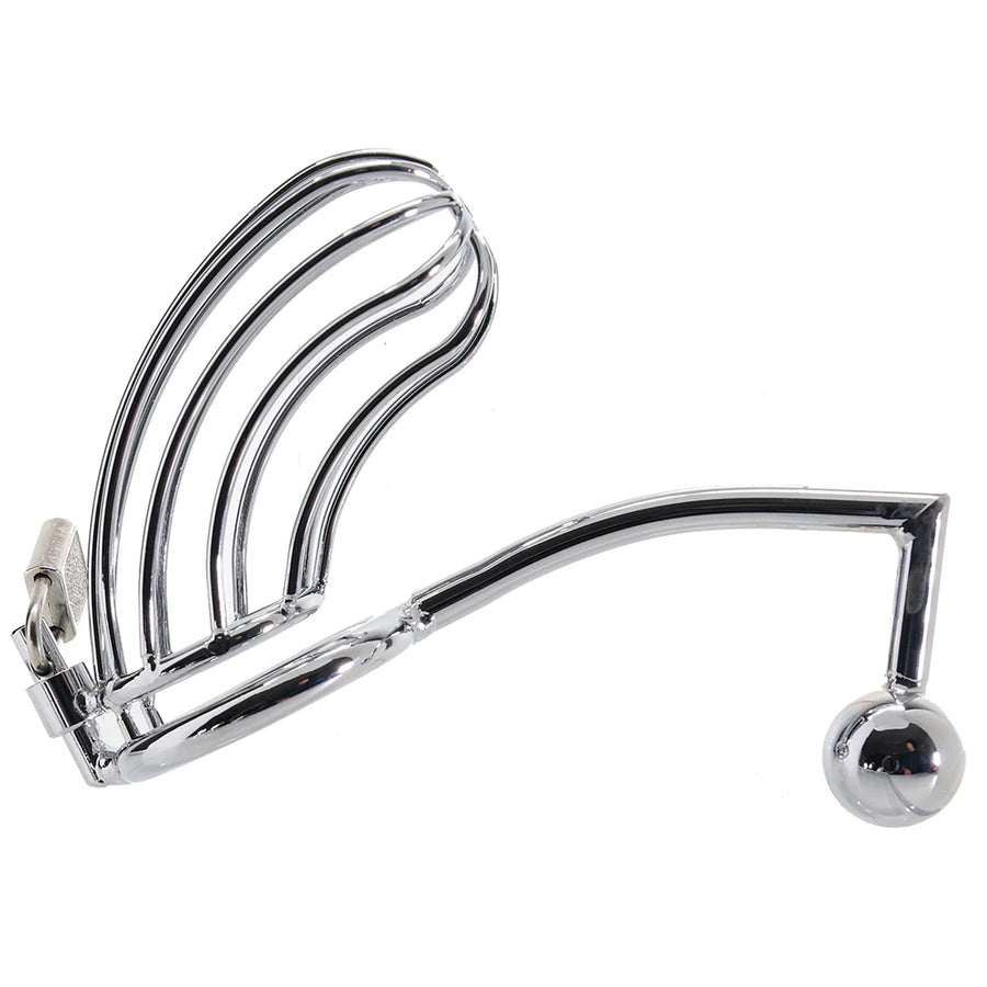 Blue Line Cock Cage with Anal Stimulator/Lock